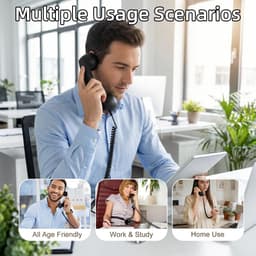 Retro Telefoonhoorn - Geschikt voor iPhone & Android - USB-C Bedrade Telefoonhoorn met Microfoon - Vintage Handset voor Bellen, Videogesprekken, Vergaderingen & Online Conferenties - Zwart — thumbnail 2