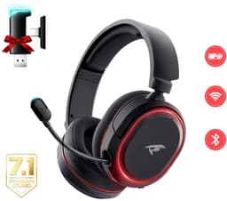 Picun G2 - Gaming Headset-Over Ear Koptelefoon Draadloos- met Retractable ENC microfoon-7.1 Surround Sound- Bluetooth 5.3- Multiplatform vor PC/PS5/PS4/Switch- Zwart rood — thumbnail 1
