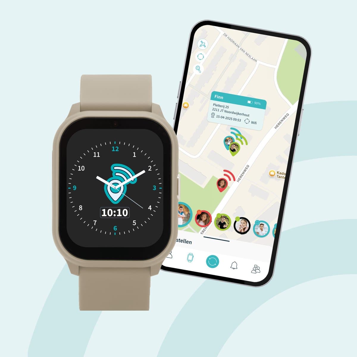 One2track Connect YOU Beige | GPS horloge voor kinderen | Videobel in HD, voeg vriendjes toe en zie altijd waar je kind is met de leukste smartwatch voor kinderen — afbeelding 1