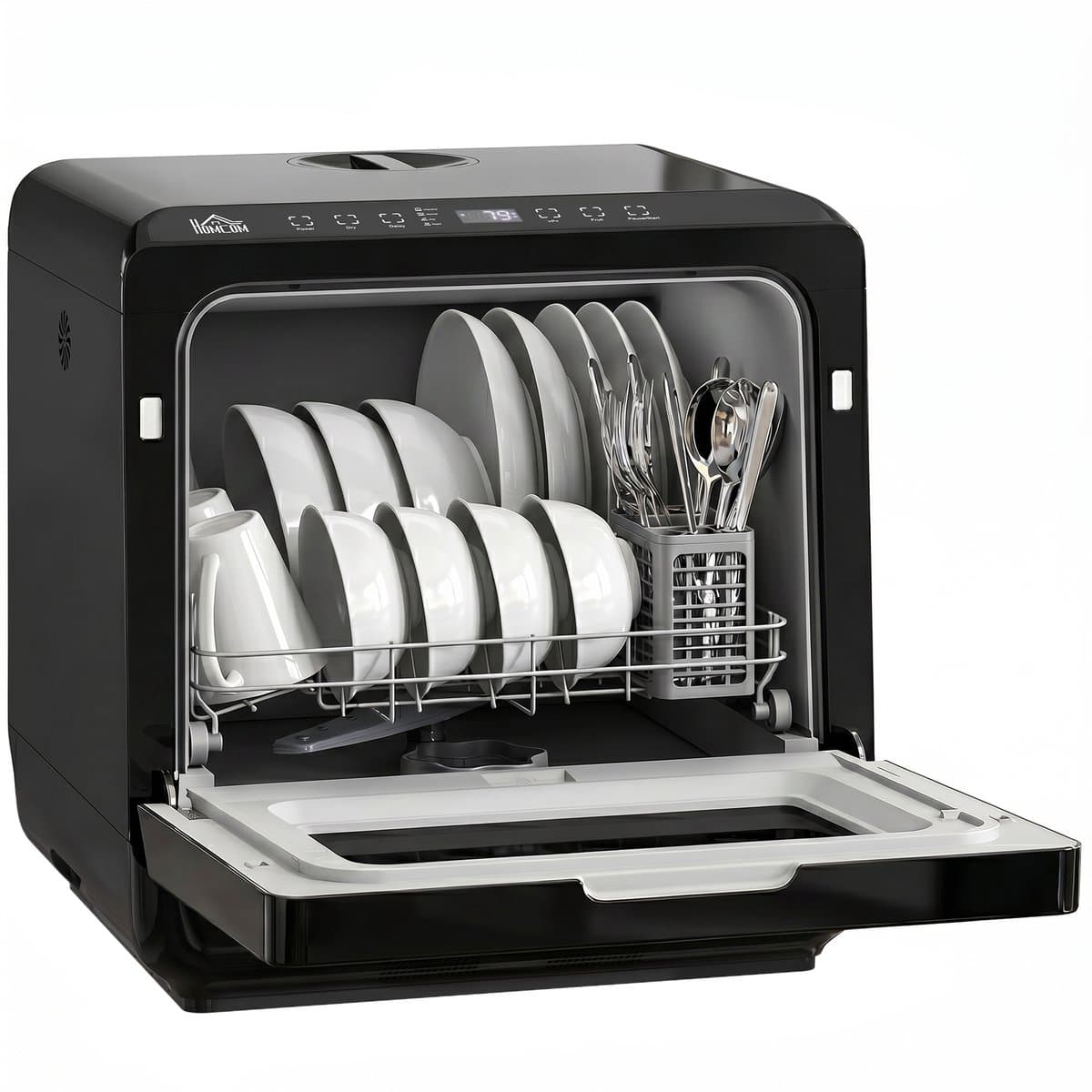 Mini Vaatwasser Zwart - Tafelmodel Vaatwasser 6 Liter - 5 Programma's - Voor Keuken & Camper - 45x44x45,8 cm — afbeelding 1