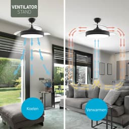 Varin® Smart Ventilator met verlichting - Zwart - Tuya Wifi - LED RGBW - Ø 50cm/108cm - 30W DC - Super stil - Smart lamp - Plafondlamp slaapkamer - Plafonniere woonkamer - Plafondlampen - Plafond lamp - Verlichting kinderkamer - Ventilator — thumbnail 2