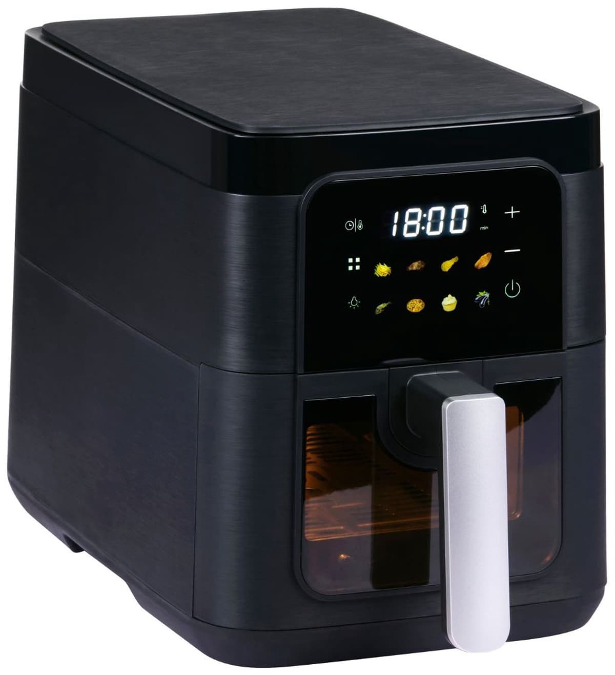alpina Airfryer 6 Liter Zwart - Heteluchtfriteuse 1500 Watt Vermogen - Heteluchtoven met 8 Bakprogramma's - Digitaal Display met Kijkvenster - Instelbare Temperatuur 80-200°C - 43x28x22,5 cm — afbeelding 1