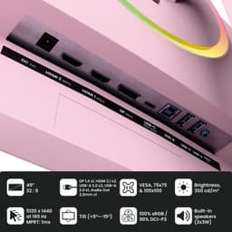 Arozzi Nova 49" v2 Gaming Monitor - Curved - DQHD VA - 165Hz - USB-C - Roze — thumbnail 2