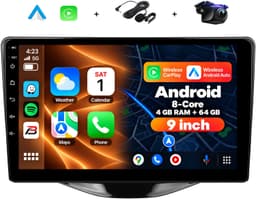 Boscer Autoradio - Geschikt voor Toyota Aygo, Citroën C1 & Peugeot 108 (2015-2020) - Android 15 - 9 Inch HD Touchscreen - 8-Core Snapdragon 4+64GB - Interne Koeling - Apple CarPlay & Android Auto - GPS, WiFi, Bluetooth - Camera & Microfoon — thumbnail 1