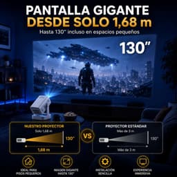 Draagbare mini-projector, 1080p, met 4K-ondersteuning, verbeterde versie 2026, tv-projector, draagbare projector, Android 11, autofocus, tot 130 inch projectie, 180 graden rotatie voor plafond — thumbnail 3
