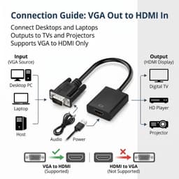 VGA naar HDMI Adapter 1080p met Audio Jack voor Oude PC Laptop en Beamer — thumbnail 4