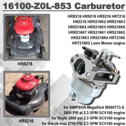 GCV160 GCV135 Carburateur Kit voor GCV160A GCV160LA GCV160LE GC135 GC160 HRB216 HRR216 HRS216 HRT216 HRZ216 Motor Onderdelen voor Grasmaaier 16100 0-Z0L 853 — thumbnail 3