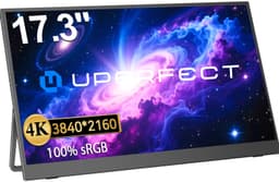 UPERFECT 4K UHD 17,3-inch draagbare monitor, 500 cd/m², USB-C en Mini HDMI, geschikt voor laptop, smartphone, Switch en PS4/5; voorzien van een metalen behuizing en ondersteuning voor VESA-montage. — thumbnail 1