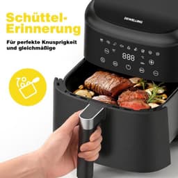 XL Airfryer 6L, heteluchtfriteuse met 9 programma's, heteluchtfriteuse met digitaal display, warmhoudfunctie, 1650 W, metalen binnenruimte, zonder PFAS, voor gezond koken, 40-200 °C — thumbnail 5