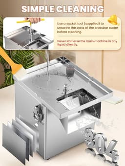 Elektrische groentesnijmachine 3-in-1, 200 W, roestvrijstaal voor dobbelstenen, raspen en snijden, 300 kg/uur, commercieel en privégebruik — thumbnail 3