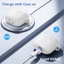 Bescherm je Airpods 4 met een siliconen hoesje / case met handig klik en ophang systeem aan broekriem - Wit — thumbnail 2