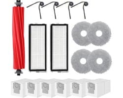 17 Stuks Accessoires Vervangende geschikt voor Roborock QV 35A/35S Robotstofzuiger - Stofzuiger onderdeel - Stofzuigeraccessoires - 1 Hoofdborstel, 4 Zijborstels, 2 HEPA-filters, 4 Schoonmaakdoeken, 6 Stofzakken
