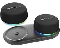 Caankei Draadloze Bluetooth Speakers - 2 Party Speakers met RGB licht - Multipairing - Draadloze Muziek Box - Stereogeluid voor PC / Laptop - met Magneet - Met Telefoonhouder - Zwart