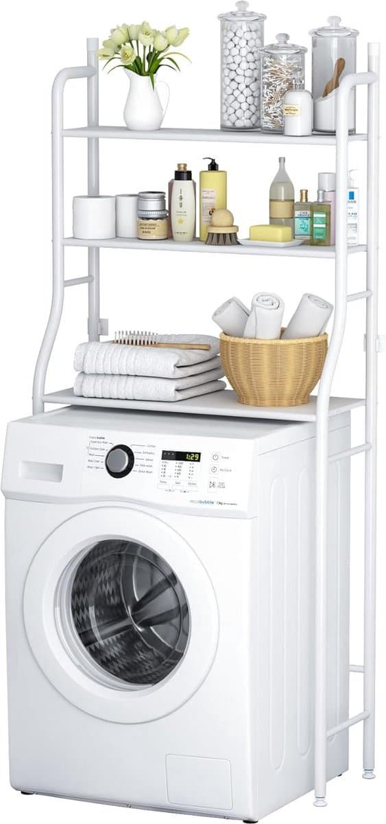 Amolass - Wasmachine Kast - Wasmachine Ombouw - Opbouwmeubel - Opbergrek - 160x68x25cm - Wit - Wasmachine Max 90x68cm (LxB) — afbeelding 1