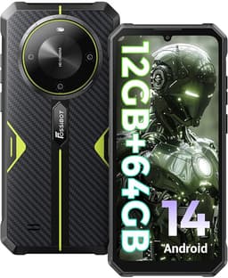 FOSSiBOT F105 robuuste smartphone, 6,745 inch HD+-scherm, 10300 mAh-batterij, 4 GB RAM + 64 GB ROM, 20 MP + 8 MP camera, 4G Dual SIM, octa-core chipset, Android 14-systeem, ontgrendeld/Face ID/OTG/GPS, IP68/IP69K - zwart — thumbnail 1
