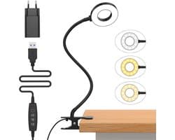 OUYLAF Leeslampje voor Boek - Leeslamp - Voor in Bed - leeslampje met klem - leeslampje voor in bed - USB Oplaadbaar - Boekenlamp - Bedlamp - lamp bed - Zwart