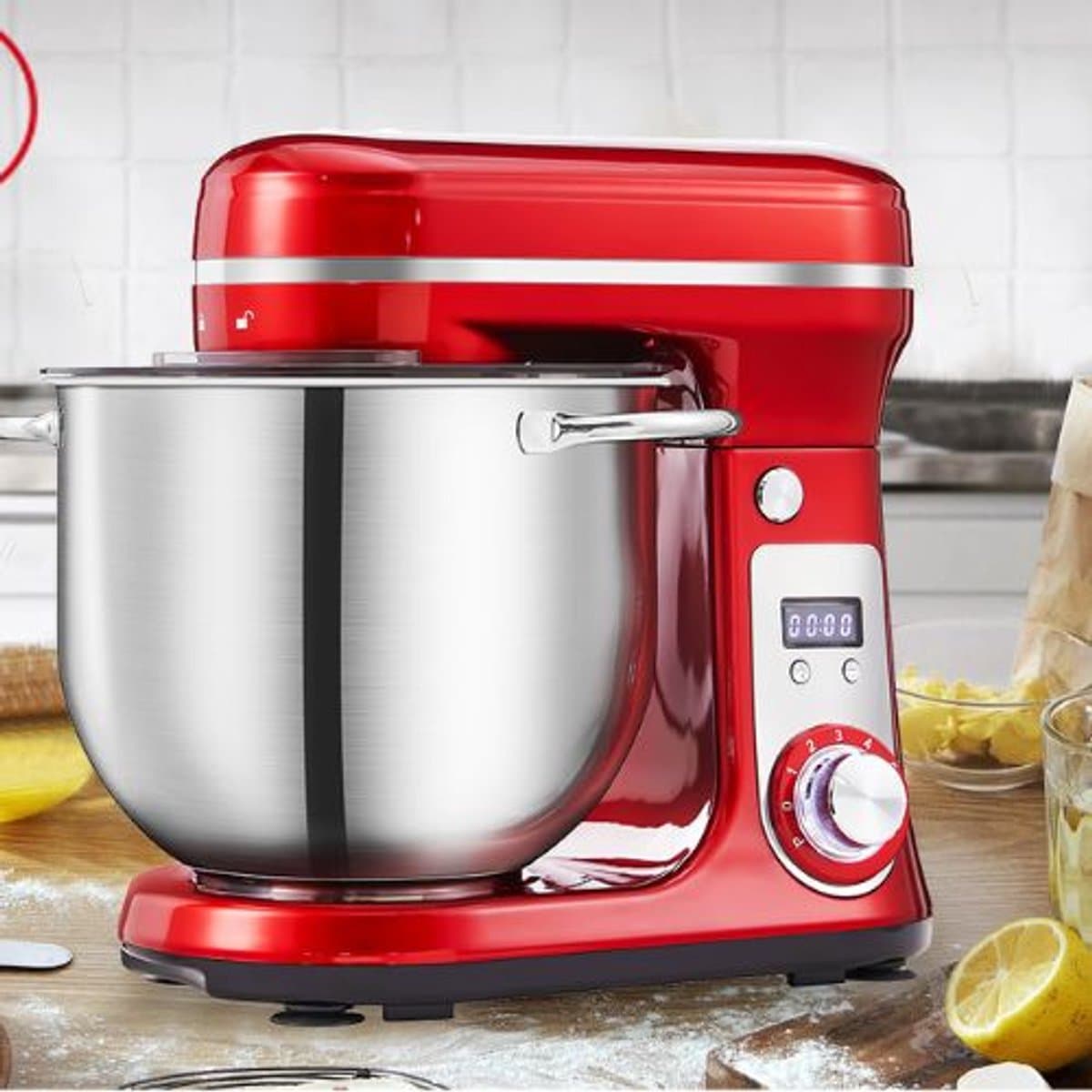Keuken Mixer, Blender - Keukenmachine 6L - RVS - 6 Standen - Rood — afbeelding 1