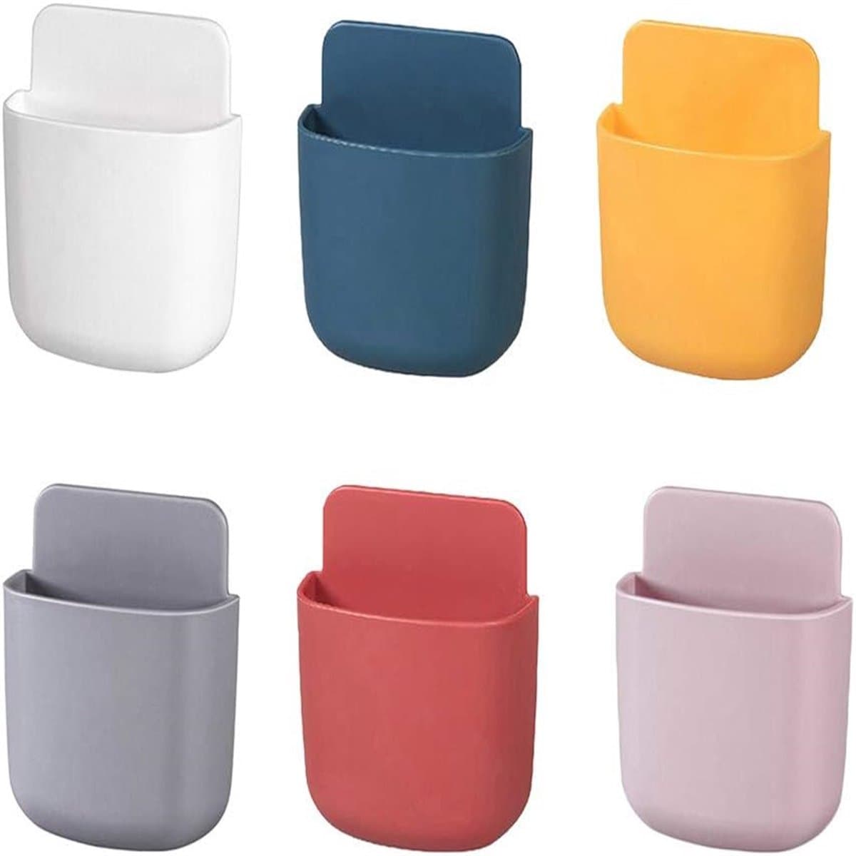 Ynkkvre -Telefoonhouder stopcontact - 6 Stuks - Afstandsbediening Houder - Opbergdoos voor wandmontage - organizer aan de muur - Muurhouder - Telefoon wandhouder - ABS - Zelfklevende - wand organizer - 2.5 x 8 x 11.5 cm — afbeelding 1