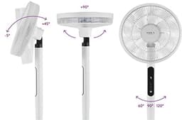Stille Staande Ventilator met Afstandsbediening - Digitale Motor, Laag Stroomverbruik, 9 Luchtstroomsnelheden, 120 Graden Oscillatie — thumbnail 5