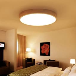 Ronde Houten LED Plafondlamp Dimbaar met Afstandsbediening Lichtkleur en Helderheid Verstelbaar — thumbnail 3