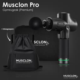 Musclon Pro Massagegun Professioneel – Gratis Premium Rugzak – Massageapparaat – Massage Pistool – Zwart – Draadloos & Stil – 30 Snelheden – 6 Koppen — thumbnail 2
