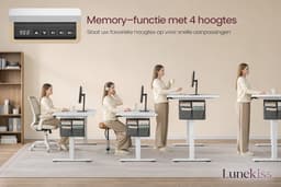 Lunekiss Elektrisch Zit-Sta Bureau 180x80 cm In Hoogte Verstelbaar 72-120 cm – 4 Geheugenstanden – Stil Motorisch Bureau — thumbnail 3