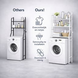 MeubelsvanJoep Wasmachine ombouw rek wit 157 x 68 x 26 cm - Wasmachine rek met opbergruimte wit - Wasmachine rek bovenlader wit - Wasmachine rek voorlader wit- Toilet kast — thumbnail 5