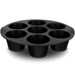 Taartvorm - Siliconen Bakvorm - Cupcake bakvorm - Rond - Zwart - 20*4 cm - Bakplaat voor de airfryer - Muffinbakvorm - Voor 7 Muffins - Antiaanbaklaag - Hittebestendige - Herbruikbaar - Voor Het Bakken Van Cupcakes, Brownies, Chocolade — thumbnail 1