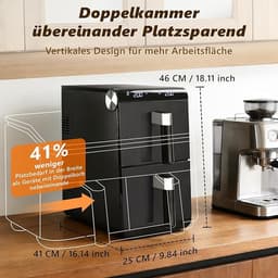 NETTLIFE Airfryer Dubbele Kamer 11L 2800W - 13-in-1 Touchscreen Met Timer - Vaatwasserbestendige Manden - Familie Model — thumbnail 5