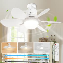MUPOO Plafondventilator met verlichting met Afstandsbediening - Ø52 cm - Dimbaar - 3 CCT Lichtkleuren - 3 Snelheden - Timer - Geheugenfunctie - E27 Fitting - Compact - Slaapkamer Keuken Woonkamer Garage (Wit) — thumbnail 1