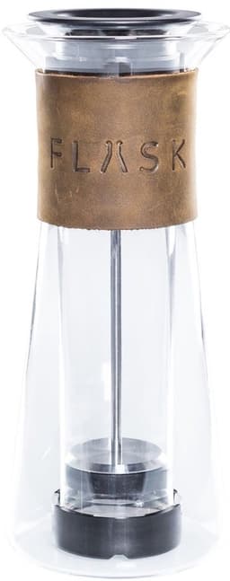 Planetary Design - FLASK Coffee Press - Clear double walled glass with Leather - French Press - Uniek en Luxe met echt leer — thumbnail 5