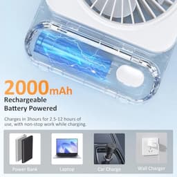 Draagbare Mini USB Ventilator met 3 Snelheden en 2000mAh Batterij - Verstelbare 135° voor Thuis en Kantoor — thumbnail 1
