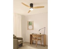 CREATE - Plafondventilator 40W silent Ø132 cm - Met Verlichting drie temperaturen - Met Wifi - Met Afstandsbediening - 6 Snelheden - Timer - Zomer/Winter functie - Zwart - WIND CALM — afbeelding 1