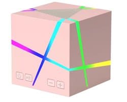 Fivesquare MiniCube LED Speaker – Mini Bluetooth Speaker met Ritme-Reactieve RGB Licht & AUX/TF Ondersteuning Roze