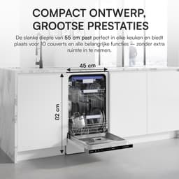 Heinner HDW-BIM45710AD+++ Inbouwvaatwasser – 10 Couverts – 7 Programma’s – Automatische Deuropening – LED-display – AquaStop – Wit – 5 Jaar Garantie — thumbnail 5