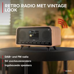 DAB radio - Audizio Desio - Retro radio - DAB, DAB+ en FM - Radio met Bluetooth - Houtlook licht — thumbnail 2