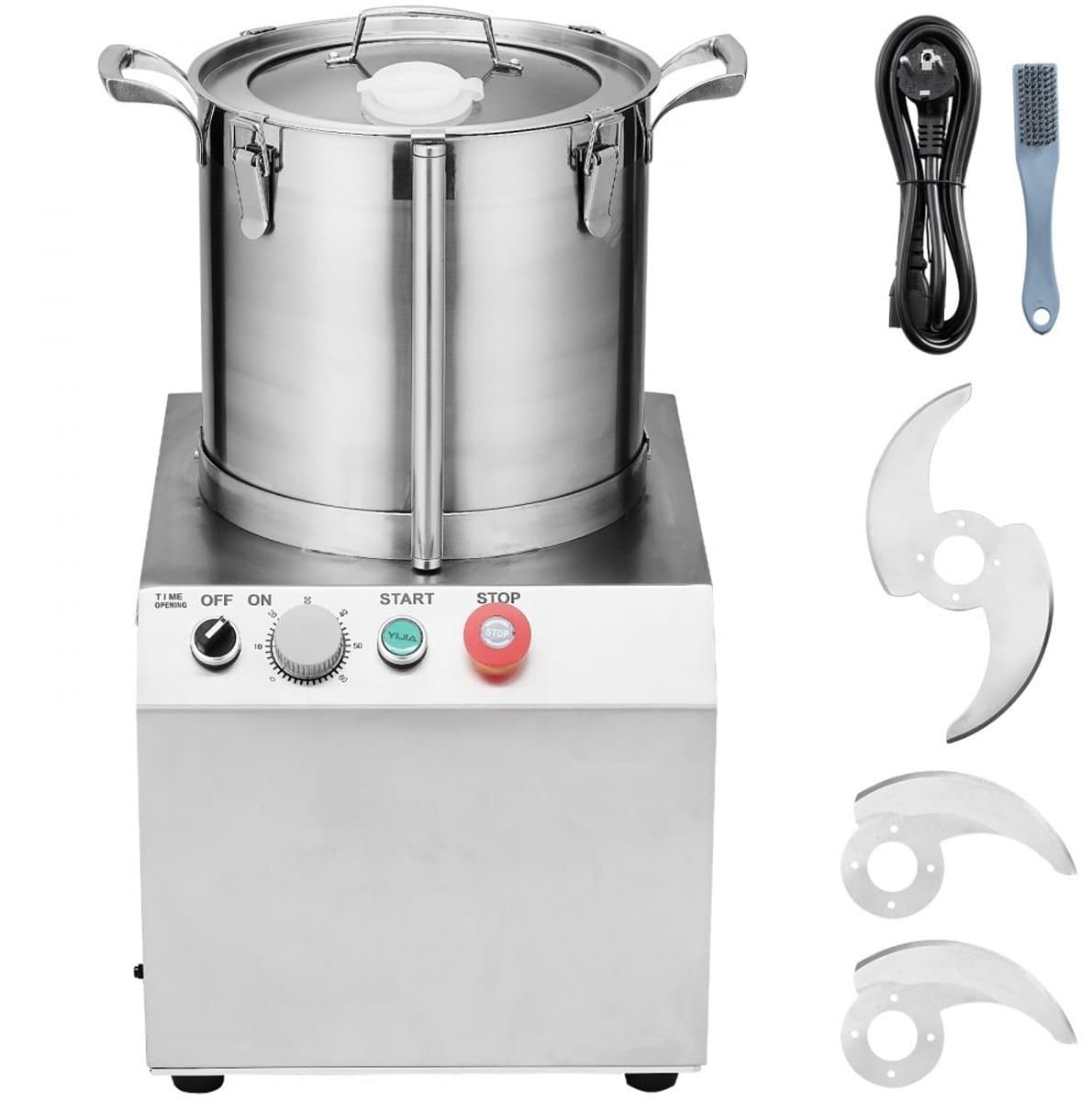 Keukenmachine Groentehakker - Voedselverwerker 15 L - RVS Voedselveilig - Met 2 Extra S-vormige Messen - Multifunctioneel - Voor Groenten, Fruit en Granen - Zilver — afbeelding 1