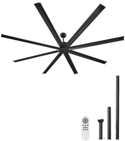 Plafondventilator - 243 cm Binnen/Buiten - Zonder Licht - Afstandsbediening met 6 Snelheden - Aluminium Bladen (8) - Omkeerbare DC-motor Zomer/Winter - Zwart — thumbnail 1