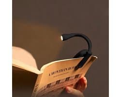 Universele, via USB oplaadbare leeslamp, warm witte LED-clip voor leesbedden, instelbare helderheid, oogvriendelijk leeslampje voor gebruik 's avonds (zwart).