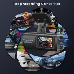 Dashcam voor en achter auto, dual front en binnenruimte autocamera 64G-kaart, FHD 1080p 3,16 inch IPS-scherm, dashcam G-sensor, parkeermonitor loop-opname, nachtzicht — thumbnail 2
