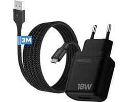 Phreeze usb oplader 15w - Usb naar micro usb kabel 3 meter - 5v 3a usb adapter voor smartphone ereader controller met micro usb poort