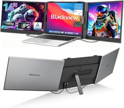 Blackview DCM6 14" Dubbele Draagbare Monitor – Extra Laptopscherm 13-17.3" – Uitbreidingsscherm – Dual Screen – IPS Full HD – Plug & Play – 3x USB-C – Inclusief Kabels & Beschermhoes – Grijs — thumbnail 15