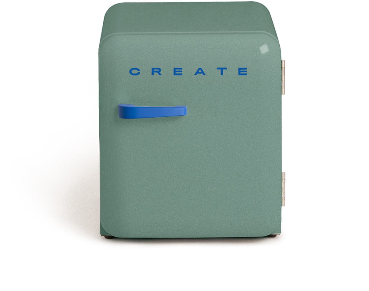 CREATE - Koelkast in retrostijl - Sage - Handvat Kobaltblauw - FRIDGE RETRO 48L — afbeelding 1