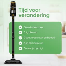 Heevey steelstofzuiger draadloos - Zonder zak - 60 min gebruikstijd - Vacuum cleaner - Snoerloze stofzuiger - Kruimeldief - 220W - 150 airwatts - Met 2 verschillende opzetstukken — thumbnail 5