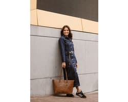 Enrico Benetti Julia shopper – 15 inch laptop – dames laptoptas - Werktas dames - 65019 – Cognac