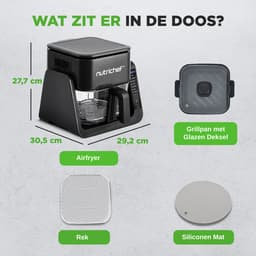 NutriChef 3,8 Liter Airfryer & Grill – 7-in-1 Voorgeprogrammeerde Kookstanden – Transparante Glazen Frituurkom – Zwart — thumbnail 6