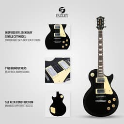 Elektrische Gitaar - Single Cut - Voor Beginners - 2 Humbuckers - Linde Body - Black - Vintage Series — thumbnail 4