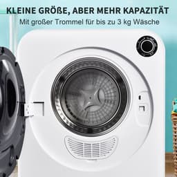 Re-purelife® Compacte Wasdroger met Afvoer voor Kleine Ruimtes - 3 kg Capaciteit - 5 Programma's - Energieklasse G - Geschikt voor Opbouw of Opstelling - Stille Werking - 49x39x59 cm - Wit — thumbnail 15