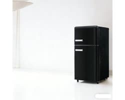 Koelkast 45x46x91cm Zwart IJzer Plastic LED Verlichting Meerkleurig Boven Onder Dubbele Deur 72 Liter Totaalvolume Beschikbaar Voor Keuken Studentenkamer Appartement