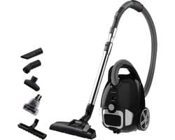 Inventum ST307ZZA - Stofzuiger met zak - 3 liter - Dierenharenborstel - parketborstel geschikt voor dierenharen - HEPA 14 - Lichtgewicht - Zwart